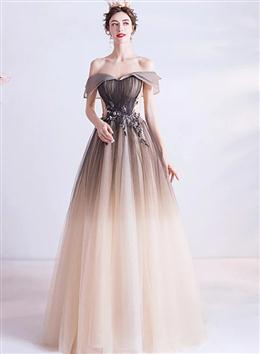 Picture of Pretty Gradient Tulle with Lace Long Party Dress, A-line Tulle Formal Dress